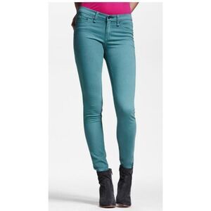 Rag & Bone Jean Denim Stretch Legging Pants Atlantic Blue Teal Mid Rise 24 0